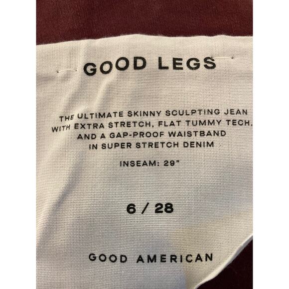 Good American Skinny Sculpting Super Stretch Jeans Sz 6/28 in Burgundy NWT - Picture 6 of 8